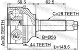 Febest 0510-037A44 Outer CV Joint 30X56X28