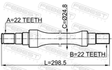 Febest 0712-BAL Axle Half Shaft Right 22X298.5X22