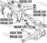 Febest MZAB-126 Bushing, Rear Transverse Arm