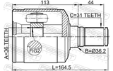 Febest 0511-CX7LH Inner CV Joint Left 36X36.2X31