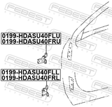 Febest 0199-HDASU40FLL Front Left Door Lower Hinge
