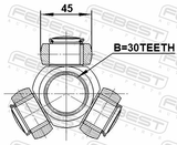 Febest 2116-TRD Tripod Joint 30X45