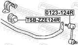 Febest TSB-ZZE124R Rear Stabilizer Bar Bush D18