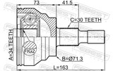 Febest 1610-164R Outer CV Joint 34X71.3X30