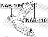 Febest NAB-109 Front Bushing, Front Control Arm