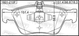 Febest 1601-210F Pad Kit, Disc Brake, Front