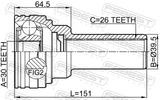 Febest 0411-V97WSHA Propshaft CV Joint 30X26