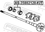 Febest AS-35802128-KIT Repair Kit, Ball Bearing Rear Axle Shaft 35X80X21X28