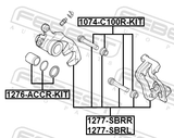 Febest 1277-SBRR Rear Right Brake Caliper Assembly (With Bracket)