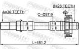 Febest 0512-MPVRH Axle Half Shaft Right 30X482X28