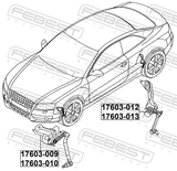 Febest 17603-009 Level Sensor, Front Left (With Bracket, With Link)