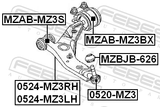 Febest MZAB-MZ3BX Rear Bushing Without Bracket, Front Control Arm