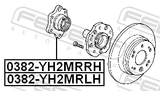 Febest 0382-YH2MRRH Rear Wheel Hub RH