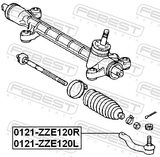 Febest 0121-ZZE120L Steering Tie Rod End Left