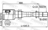 Febest 0511-GJATRH Inner CV Joint Right 24X40X31