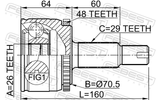 Febest 2910-DIVF Outer CV Joint 26X70.5X29