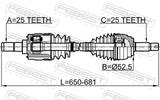 Febest 1214-SOLLH Front CV Axle Shaft Left 25X655X25