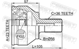 Febest 2110-FOCII Outer CV Joint 23X56X36