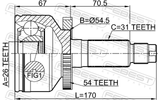 Febest 2210-CARNA54 Outer CV Joint 26X54.5X31