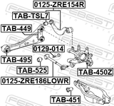 Febest 0125-ZRE186LOWR Rear Transverse Link With Ball Joint
