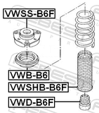 Febest VWSS-B6F Front Shock Absorber Mounting