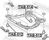 Febest TAB-513 Subframe Rear Bushing LH