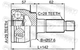 Febest 0710-VITLY Outer CV Joint 29X57.6X28