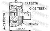 Febest 1710-A4A45 Outer CV Joint 33X59.5X38