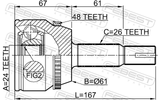 Febest 0110-ACV30A48 Outer CV Joint 24X61X26