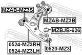 Febest 0524-MZ3LH Left Front Arm