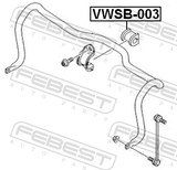 Febest VWSB-003 Front Stabilizer Bar Bush D21