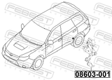 Febest 08603-001 Rear Level Sensor (With Bracket, With Link)