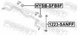 Febest HYSB-SFB8F Front Stabilizer Bar Bush (Reinforced, With Metal Bracket) D25