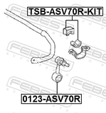 Febest TSB-ASV70R-KIT Rear Stabilizer Bar Bush Kit D25
