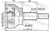 Febest 2010-WD14F Outer CV Joint 29X72X32