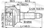 Febest 0510-041A44 Outer CV Joint 24X56X28