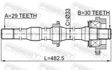 Febest 0212-Z50RH Axle Half Shaft Right 29X484X30