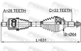 Febest 3214-ESCV Front CV Axle Shaft Left/Right 28?654?33