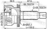 Febest 1210-SFA52R Outer CV Joint Rear 20X57X30