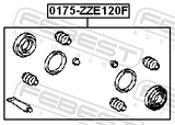 Febest 0175-ZZE120F Front Brake Caliper Repair Kit (Set For Two Sides)