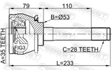 Febest 1410-MUS Outer CV Joint 35X53X28