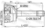 Febest 0210-064 Outer CV Joint 27X50X28