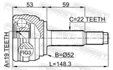 Febest 1010-AV Outer CV Joint 19X52X22