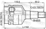 Febest 0111-GRX125LH Inner CV Joint Left 30X35X23