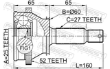 Febest 1210-SFRRA52 Outer CV Joint Rear 25X58.8X27