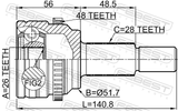 Febest 0510-CX5A48R Outer CV Joint Rear 26X50X28