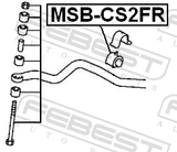 Febest MSB-CS2FR Front Stabilizer Bar Bush D22