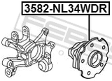 Febest 3582-NL34WDR Rear Wheel Hub