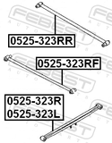 Febest 0525-323R Rear Right Trailing Rod