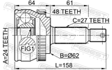 Febest 2210-NSP20A48 Outer CV Joint 24X62X27